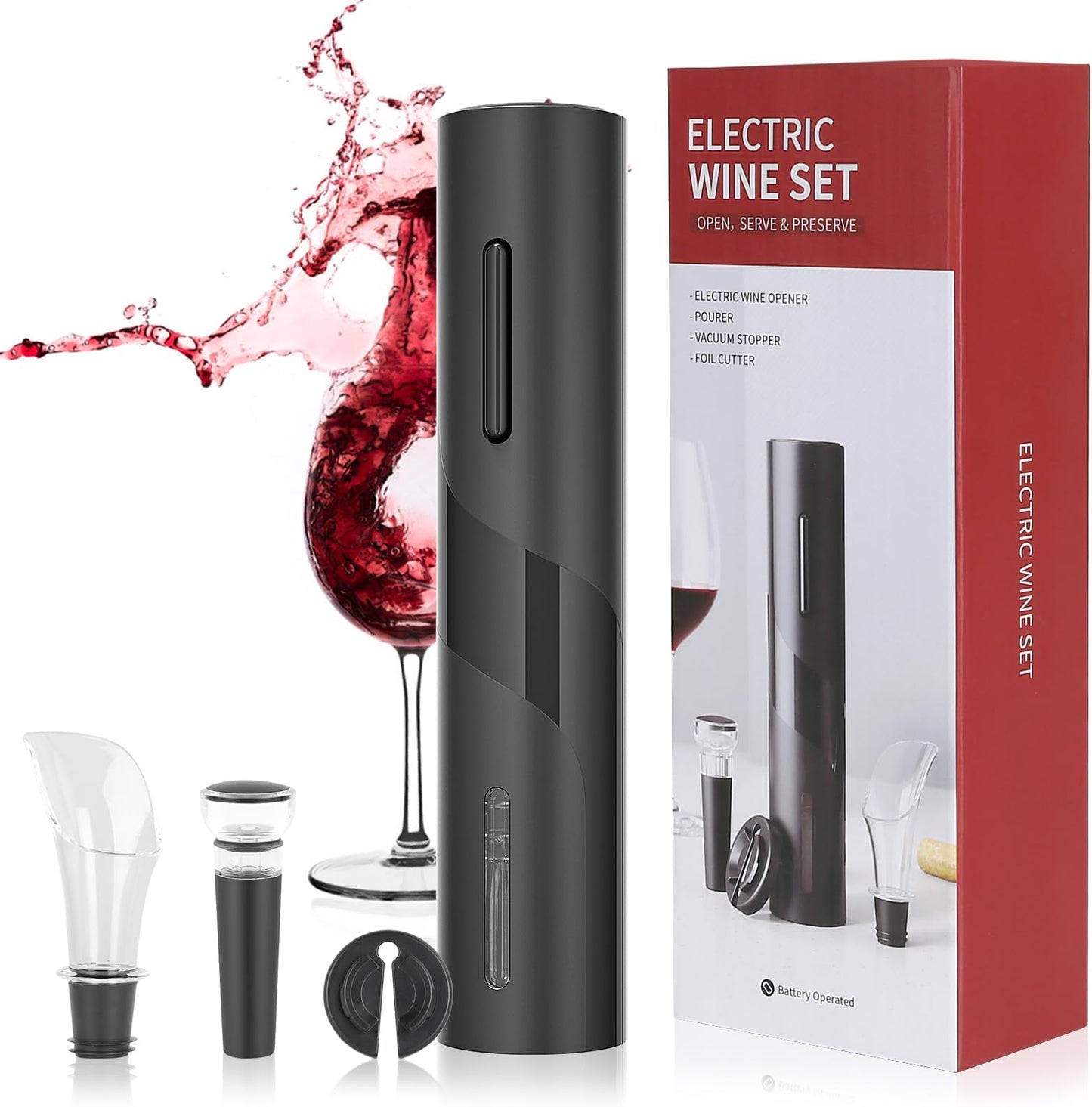 🍷 Sacacorchos Eléctrico + Abridor de Vino: Abre tus Botellas con Facilidad y Estilo